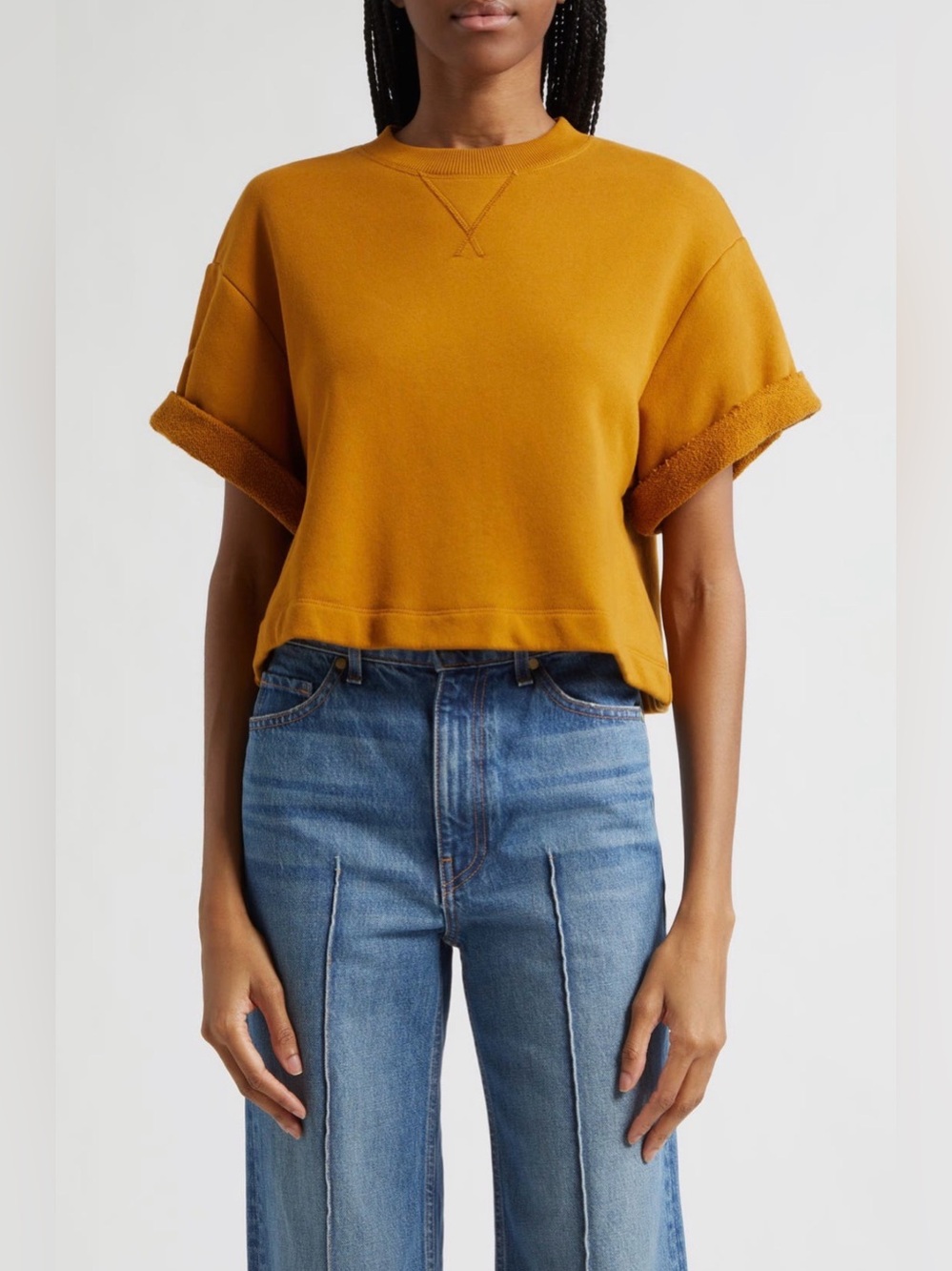 NWT Ulla Johnson Cove Short Sleeve Terry Top Pullover Sweatshirt Tourmaline M